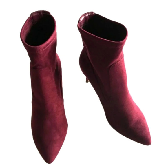 Expression Ankle Boots Suede Wine Color Heel Pull-on Chic Casual Sz  7 US - Picture 2 of 10